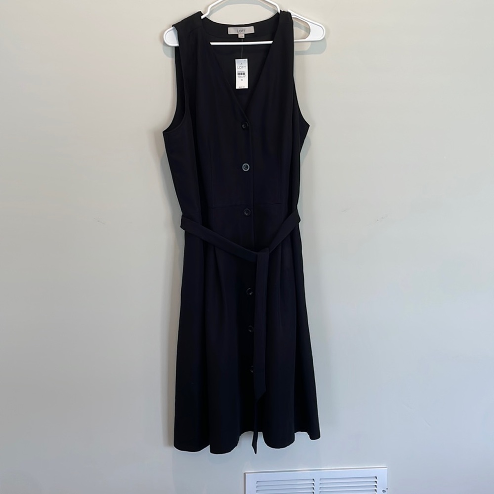 NWT Black LOFT belted dress size 18